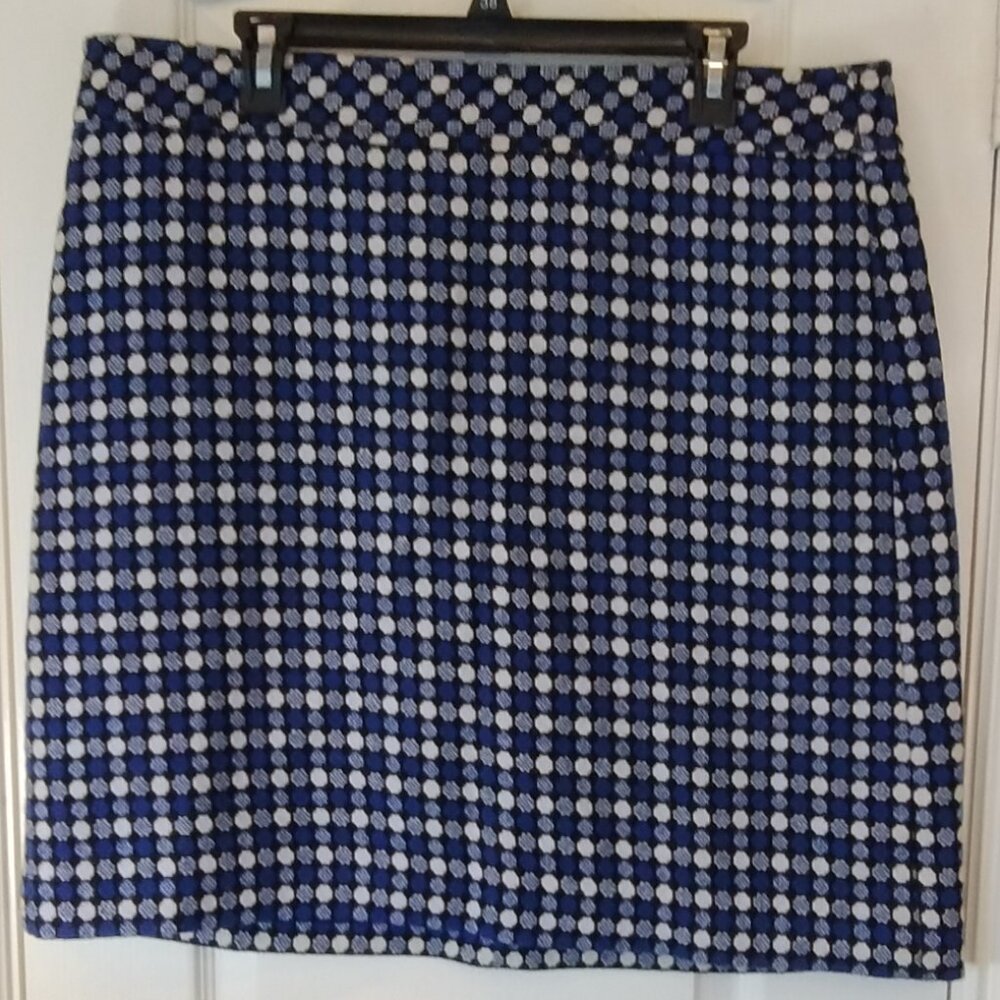 Talbot's Wool Blend Skirt Blue/Black Geometric Print Size 16 NWT - Picture 2 of 9